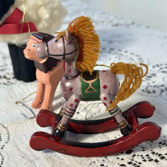 Vintage Lamb,  Lion & Rocking Horse Christmas ornaments - Picture 5 of 10